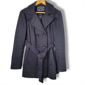 Apt. 9 Double Breasted Tie Waist Peacoat Black Size Small